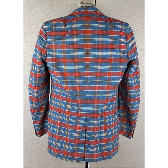Lands End Charter Collection Vintage 90s Men's Madras Plaid Blazer Jacket Medium - Picture 5 of 8